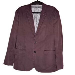 Express Mens Eggplant Two Button Modern 42R Fit Blazer Jacket Business‎ Holiday